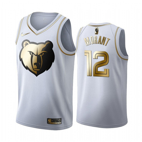 Men's Memphis Grizzlies #12 Ja Morant White 2019 Golden Edition Stitched NBA Jersey